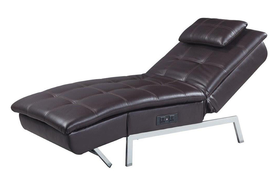 ACME™ Padilla Chaise Lounge with Pillow & Usb - Brown