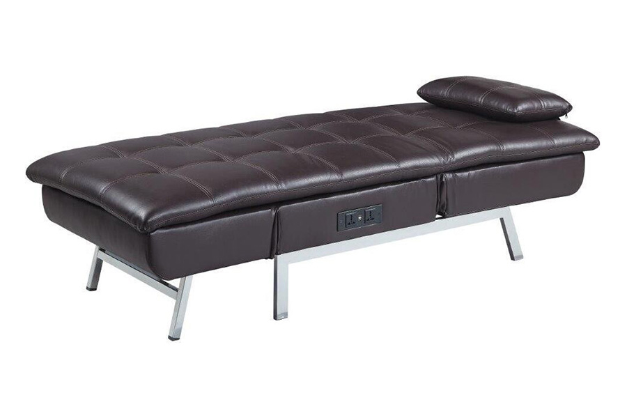 ACME™ Padilla Chaise Lounge with Pillow & Usb - Brown