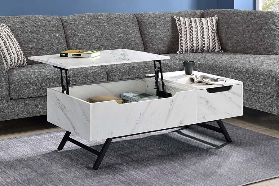 ACME Throm Coffee Table with Lift Top - Marble