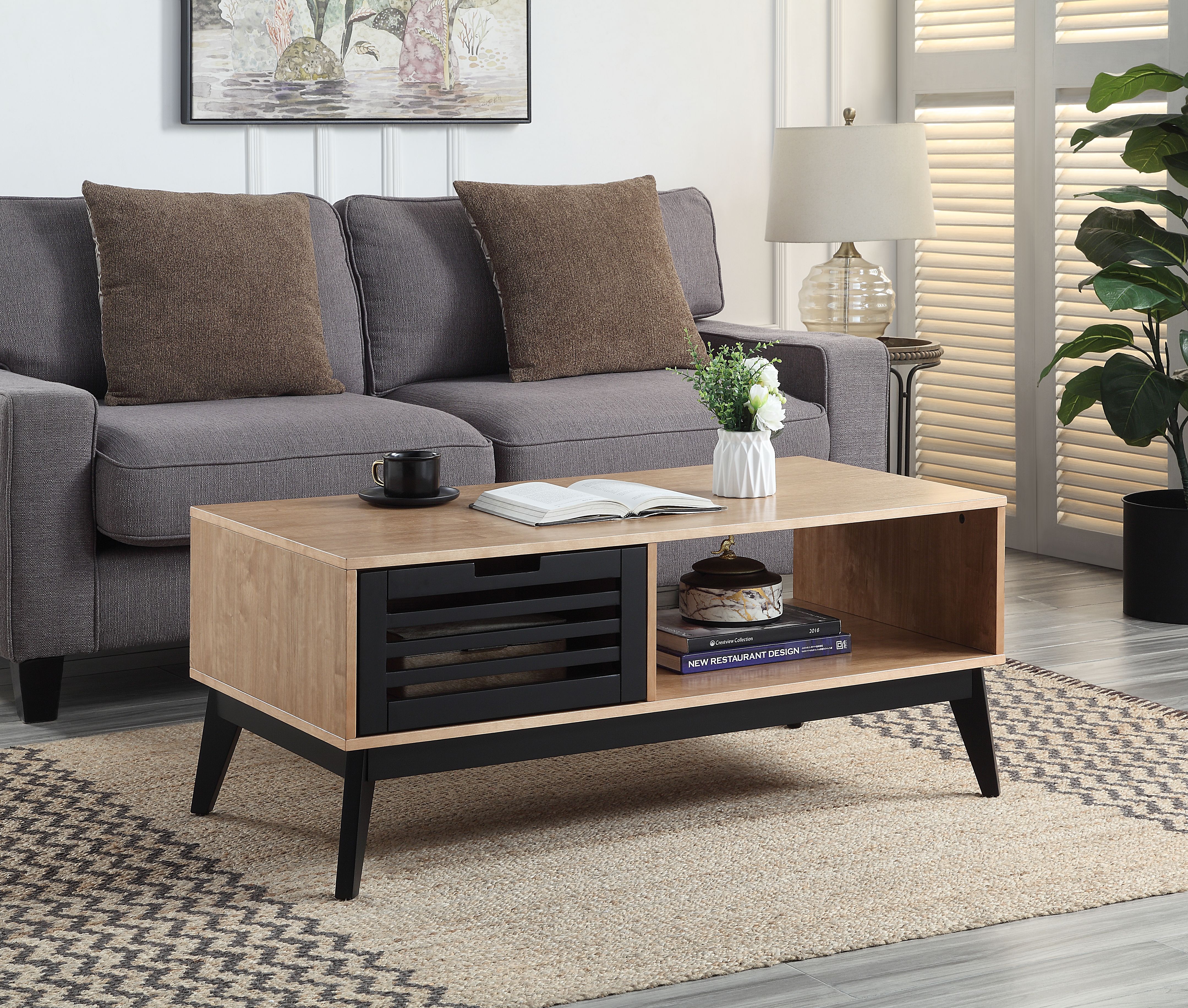 ACME - Gamaliel Coffee Table in Oak/Espresso