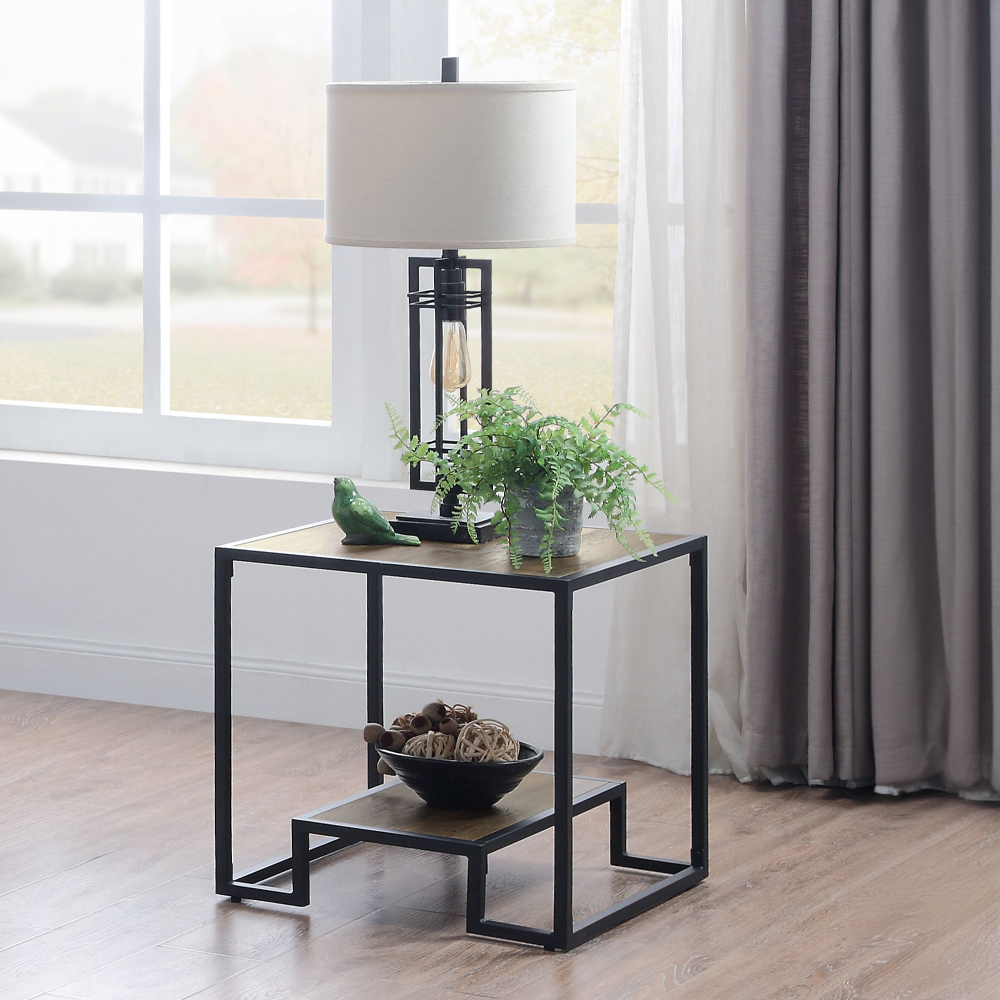 ACME - Idella End Table in Rustic Oak/Black