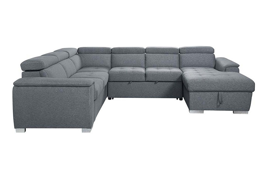 ACME - Hanley Sectional Sofa with Sleeper & Storage in Gray