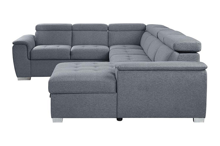 ACME - Hanley Sectional Sofa with Sleeper & Storage in Gray