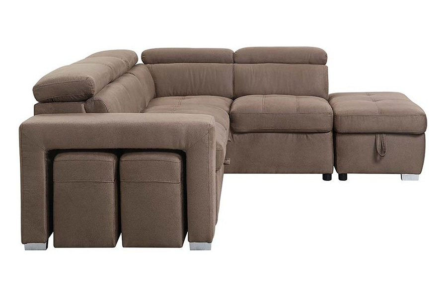 ACME - Acoose Sectional Sofa with Sleeper in Brown