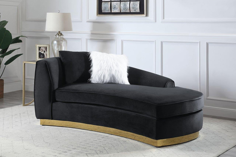 ACME™ Achelle Chaise with 2 Pillows - Black