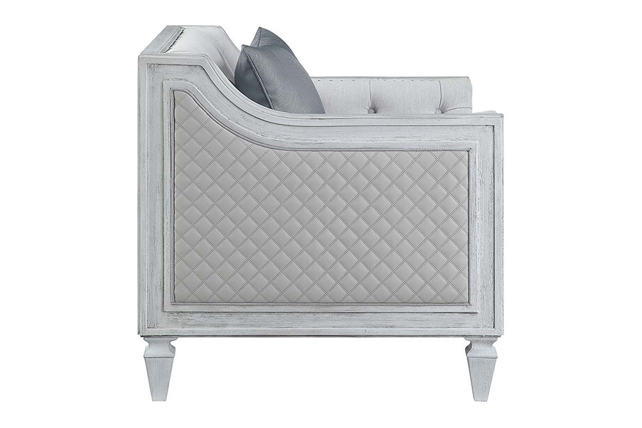 ACME - Katia Loveseat with 2 Pillows in Light Gray/Weathered White