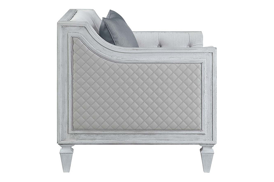 ACME - Katia Chair with Pillow in Light Gray/Weathered White