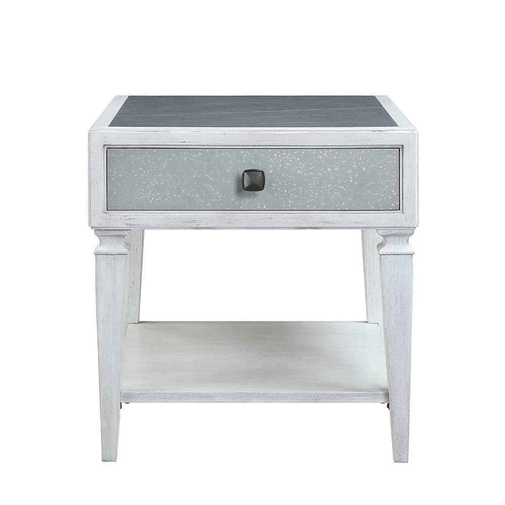 ACME - Katia End Table in Rustic Gray/Weathered White