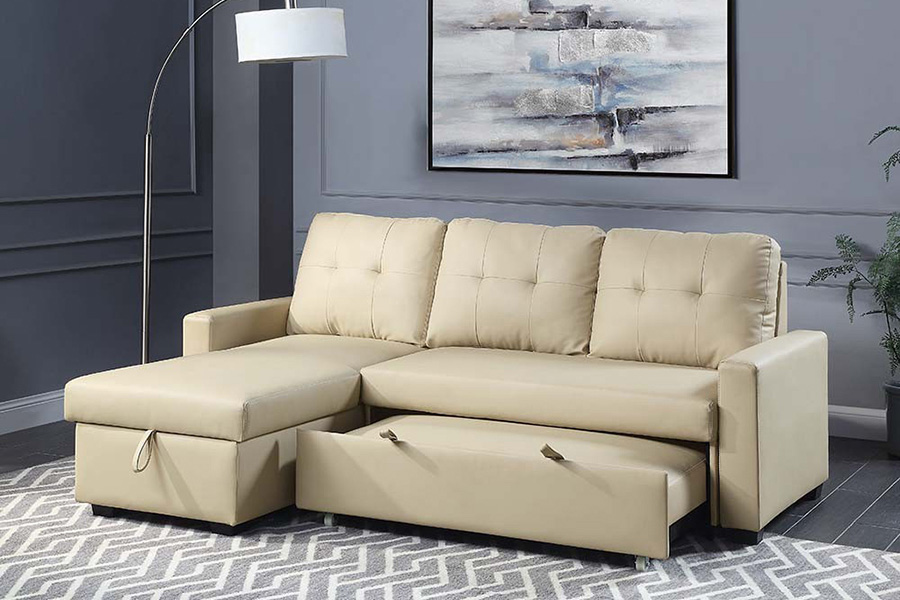 ACME - Dafina Sectional Sofa with Sleeper in Beige