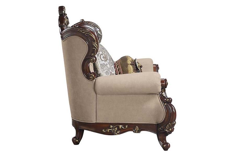 ACME™ Ragnar Chair with 2 Pillows - Light Brown/Cherry