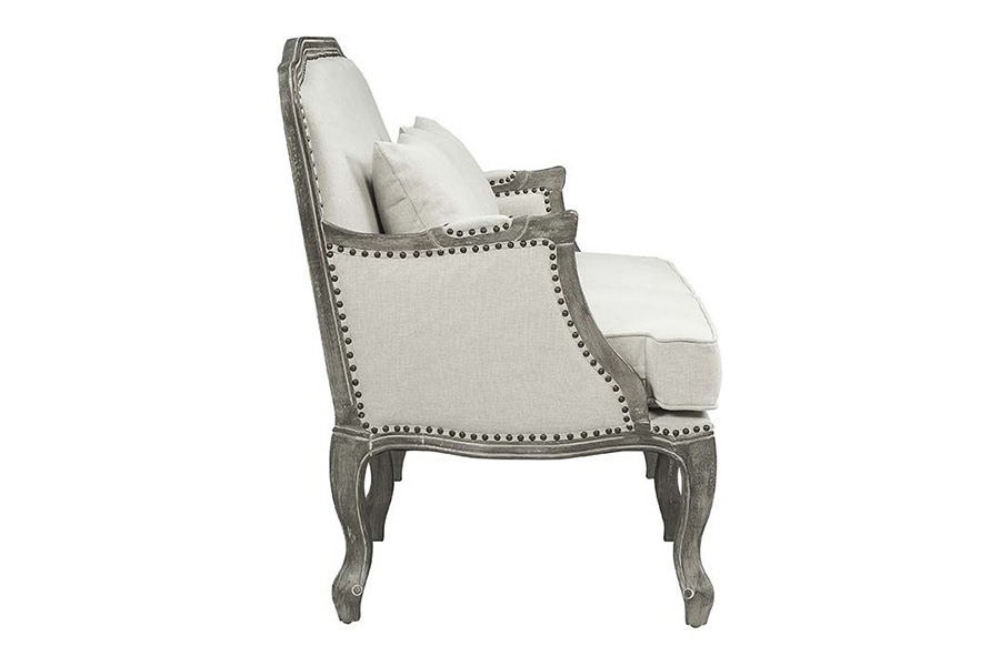 ACME - Tania Loveseat with 2 Pillows in Cream Linen/Brown