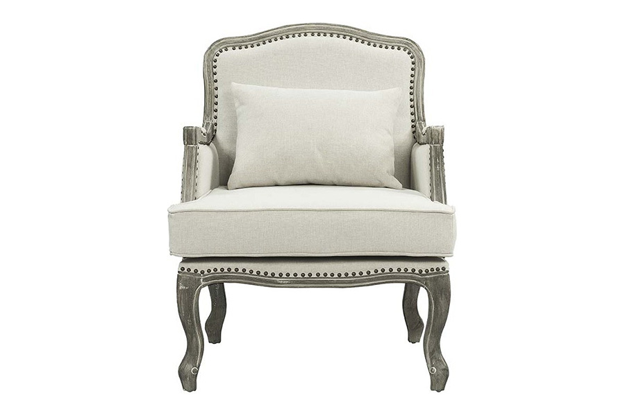 ACME - Tania Chair with Pillow in Cream Linen/Brown