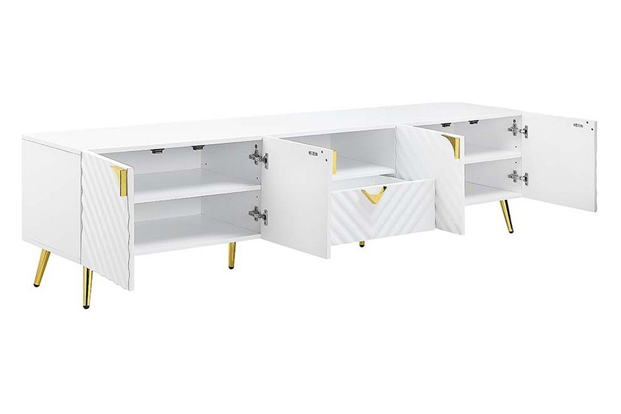 ACME Gaines TV Stand - White High Gloss Finish