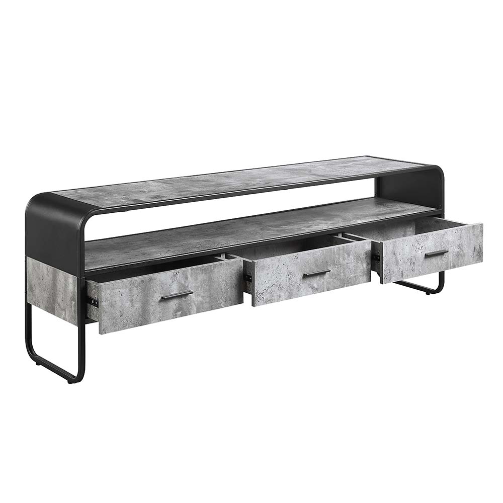 ACME Raziela TV Stand with 3 Storage - Concrete Gray/Black