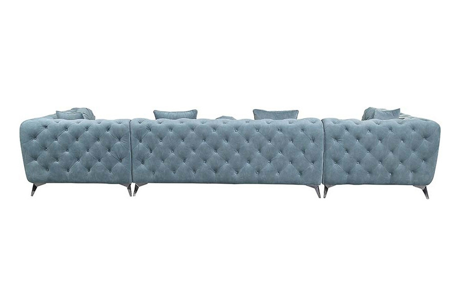 ACME - Zerah Sectional Sofa with 7 Pillows in Dusty Blue