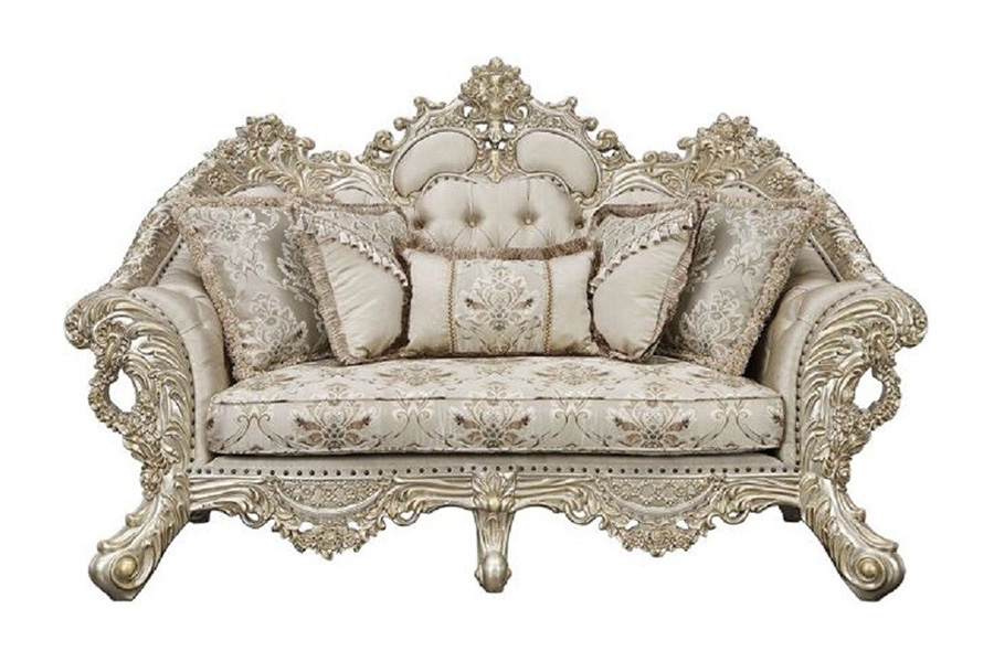 ACME - Danae Loveseat with 5 Pillows in Champagne/Gold