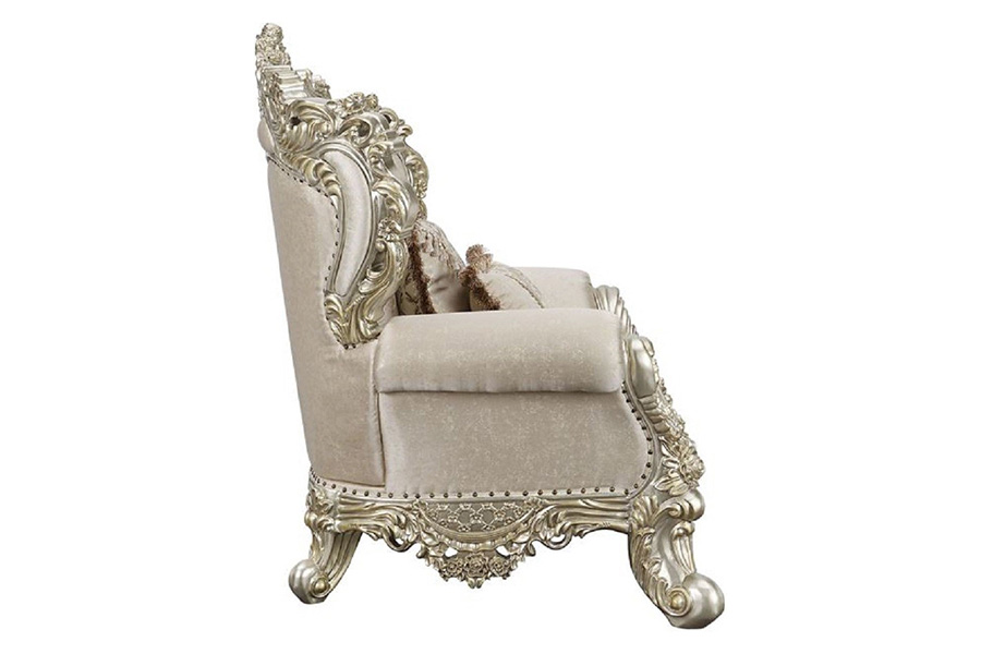 ACME - Danae Loveseat with 5 Pillows in Champagne/Gold