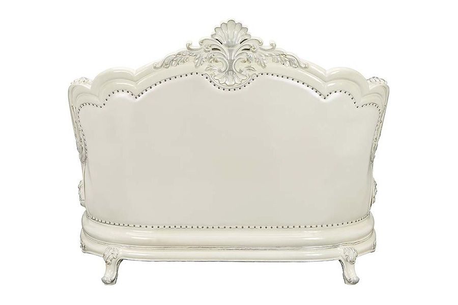 ACME - Adara Loveseat with 5 Pillows in Pearl White/Antique White