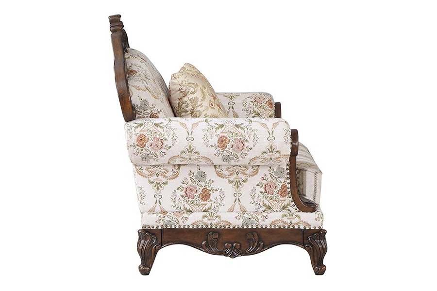 ACME - Nayla Loveseat with 3 Pillows in Pattern/Cherry