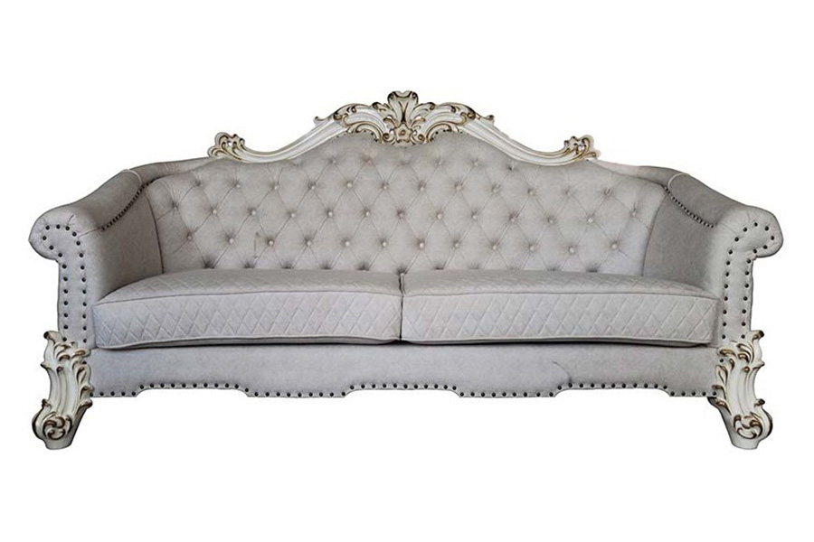 ACME - Vendome II Sofa with 6 Pillows in Ivory/Antique Pearl