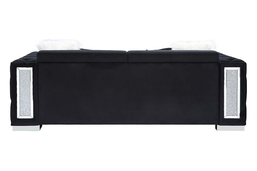 ACME - Trislar Sofa with 4 Pillows (Same 52525) in Black Velvet