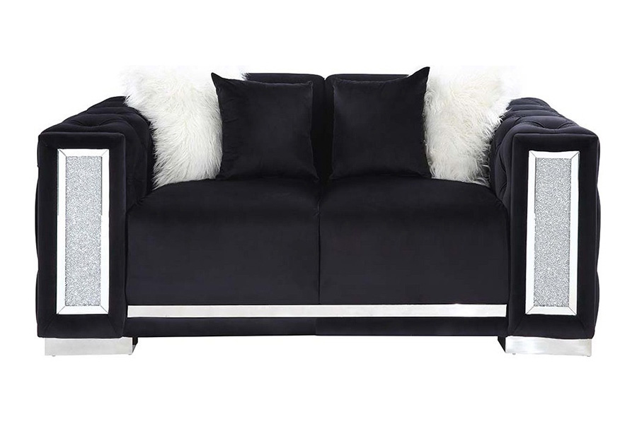 ACME - Trislar Loveseat with 4 Pillows (Same 52526) in Black Velvet