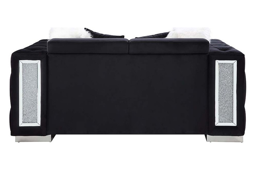 ACME - Trislar Loveseat with 4 Pillows (Same 52526) in Black Velvet