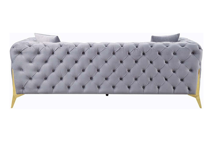 ACME - Jelanea Sofa with 2 Pillows in Gray/Gold