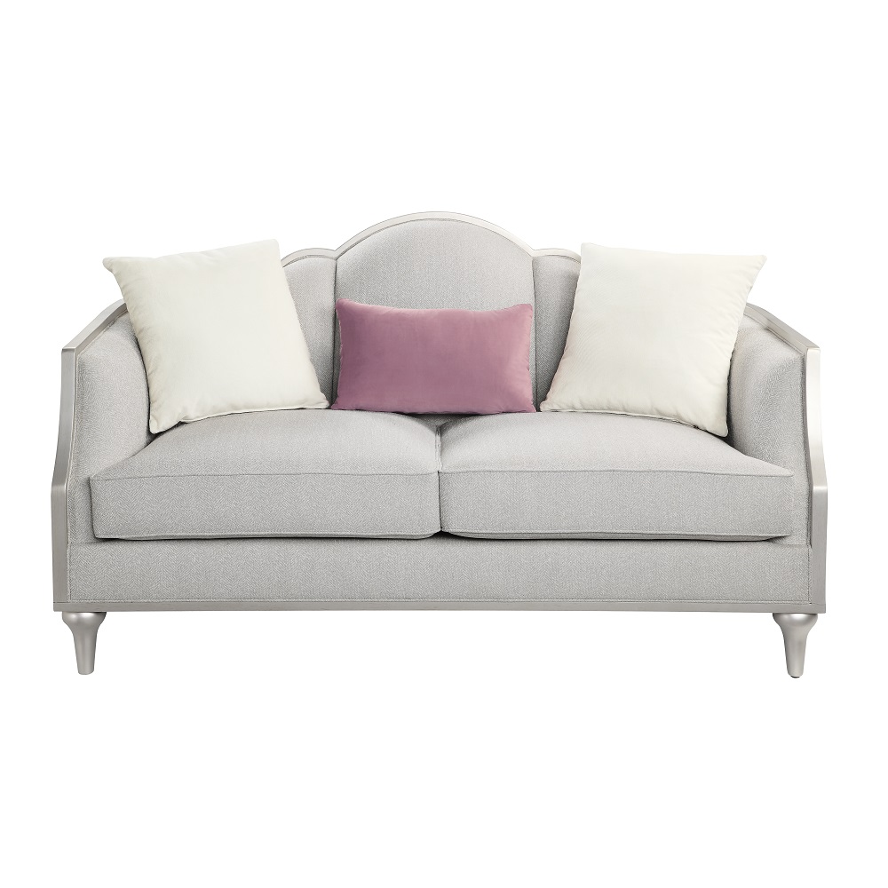 ACME - Kasa Loveseat with 3 Pillows in Beige Linen/Champagne