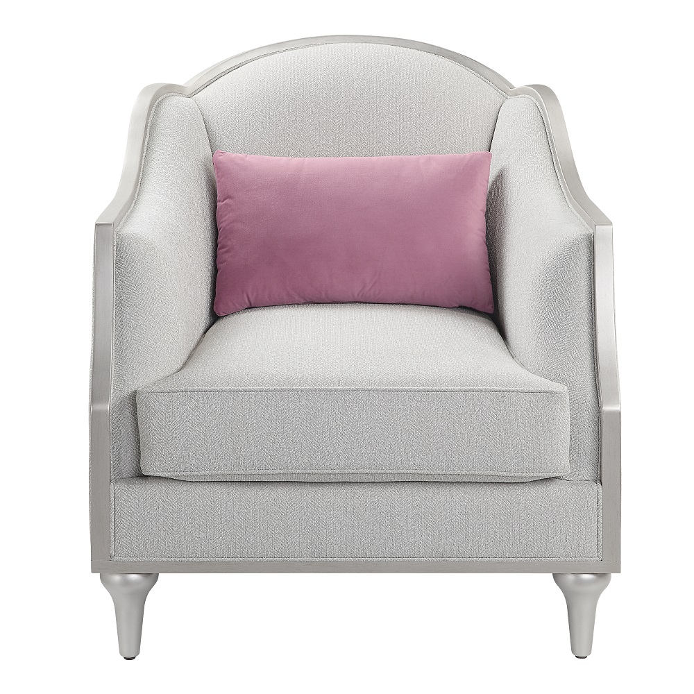 ACME™ Kasa Chair with Pillow - Beige Linen/Champagne