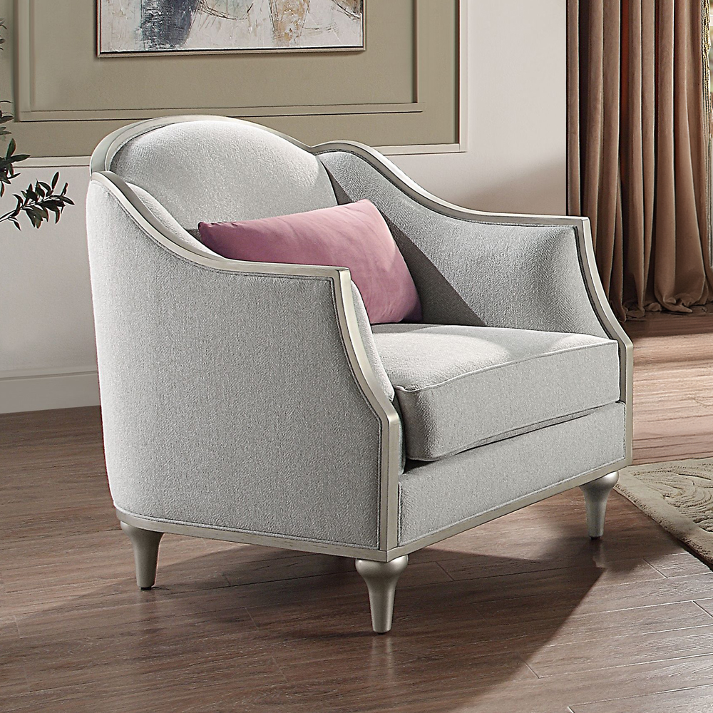 ACME™ Kasa Chair with Pillow - Beige Linen/Champagne