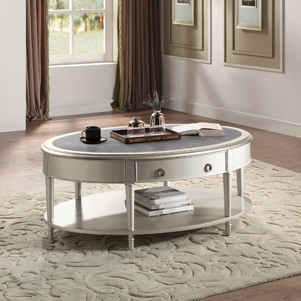 ACME - Kasa Coffee Table in Sintered Stone Top/Champagne