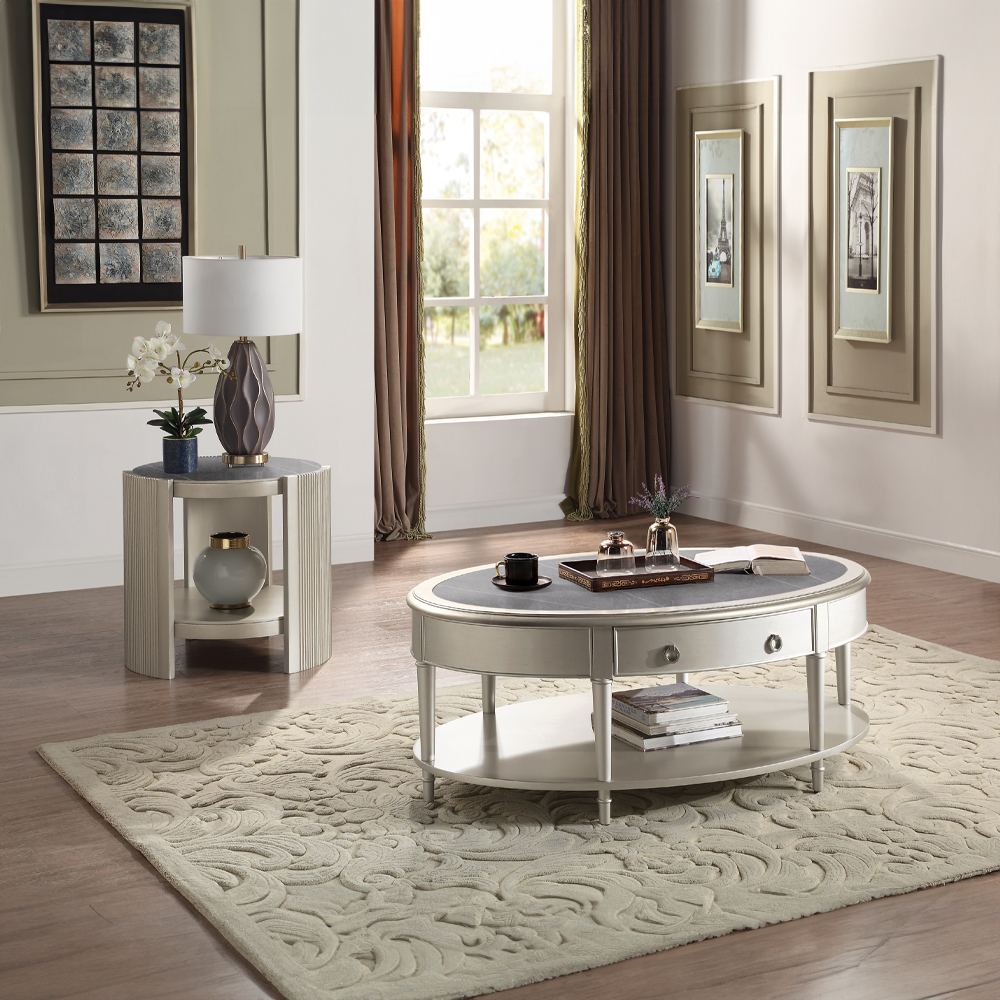 ACME - Kasa Coffee Table in Sintered Stone Top/Champagne