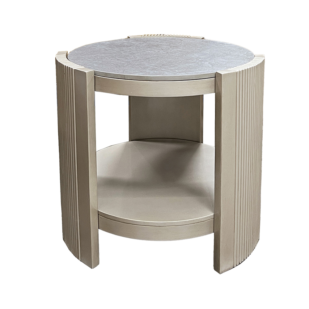 ACME - Kasa End Table in Sintered Stone/Champagne