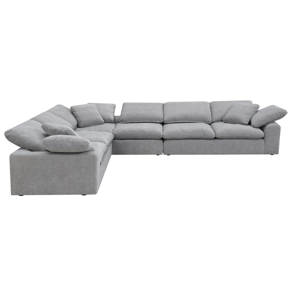 ACME - Naveen Sectional Sofa with 6 Pillows in Gray Linen