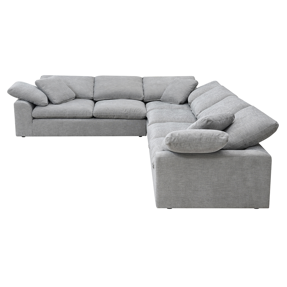 ACME - Naveen Sectional Sofa with 6 Pillows in Gray Linen