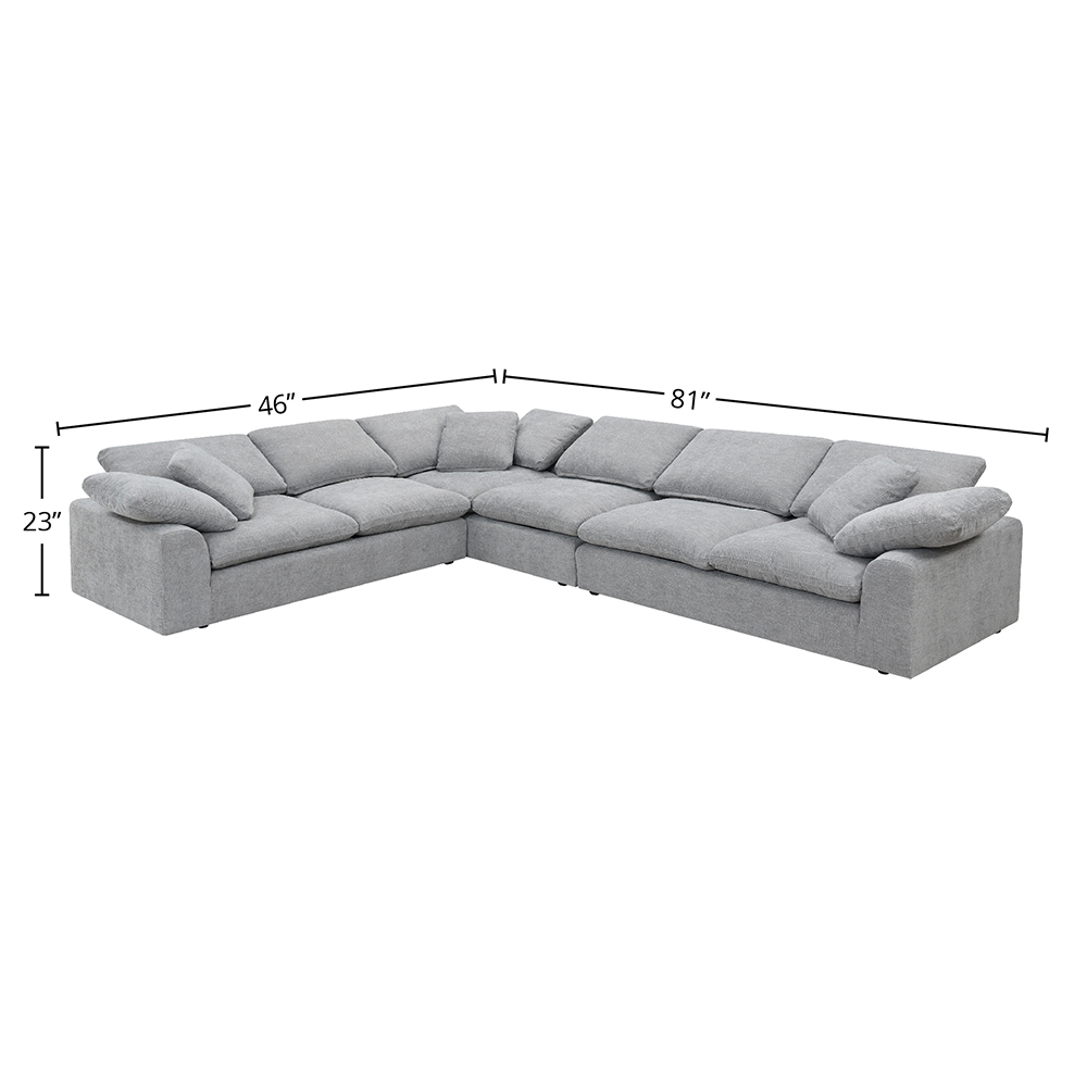 ACME - Naveen Sectional Sofa with 6 Pillows in Gray Linen