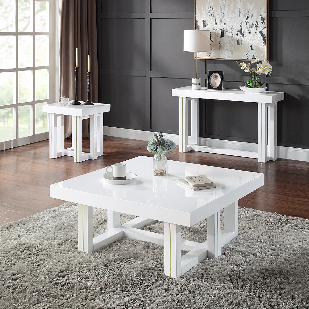 ACME - Paxley End Table in White High Gloss