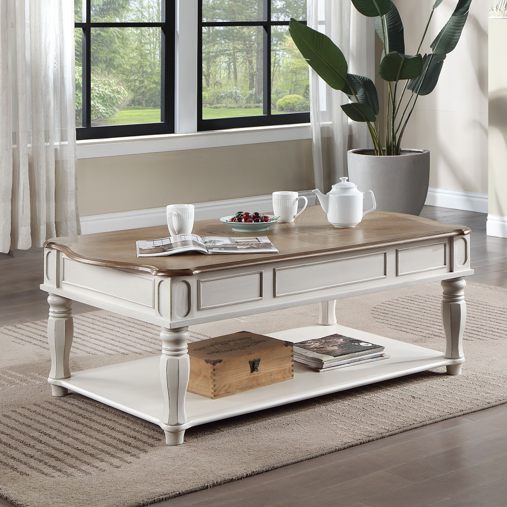 ACME - Florian Coffee Table with Lift Top in Oak/Antique White