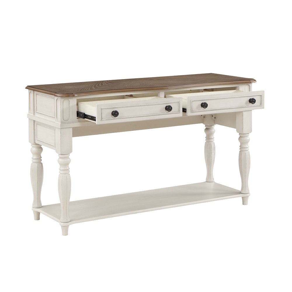 ACME - Florian Sofa Table in Oak/Antique White