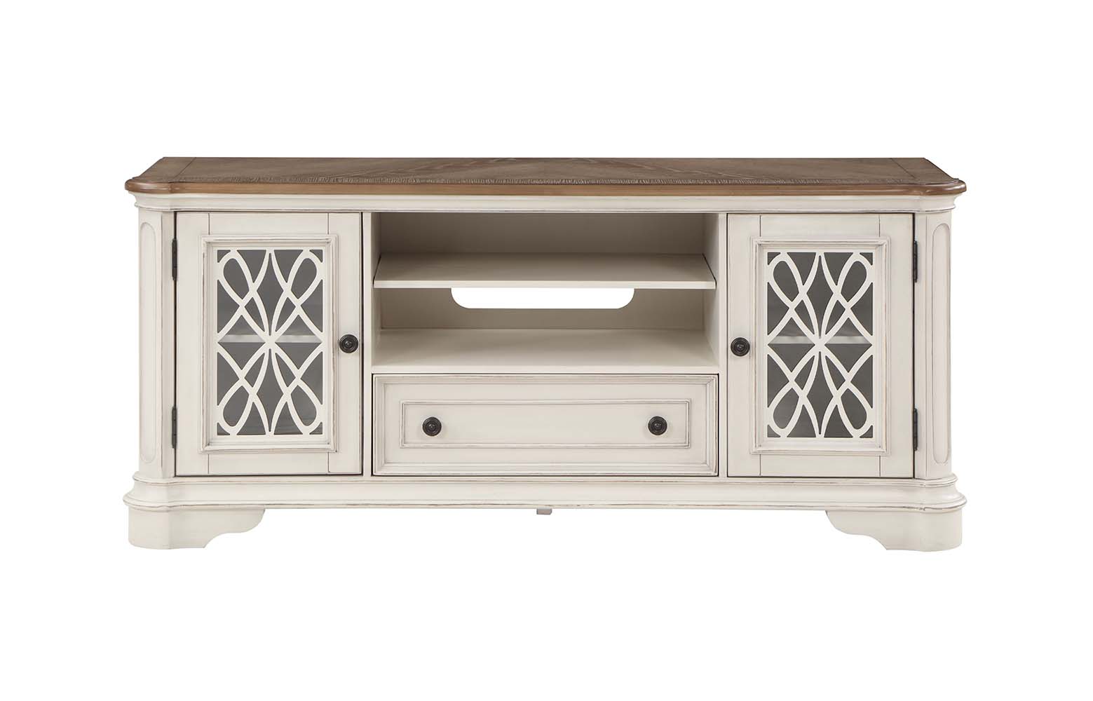 ACME - Florian TV Stand in Oak/Antique White