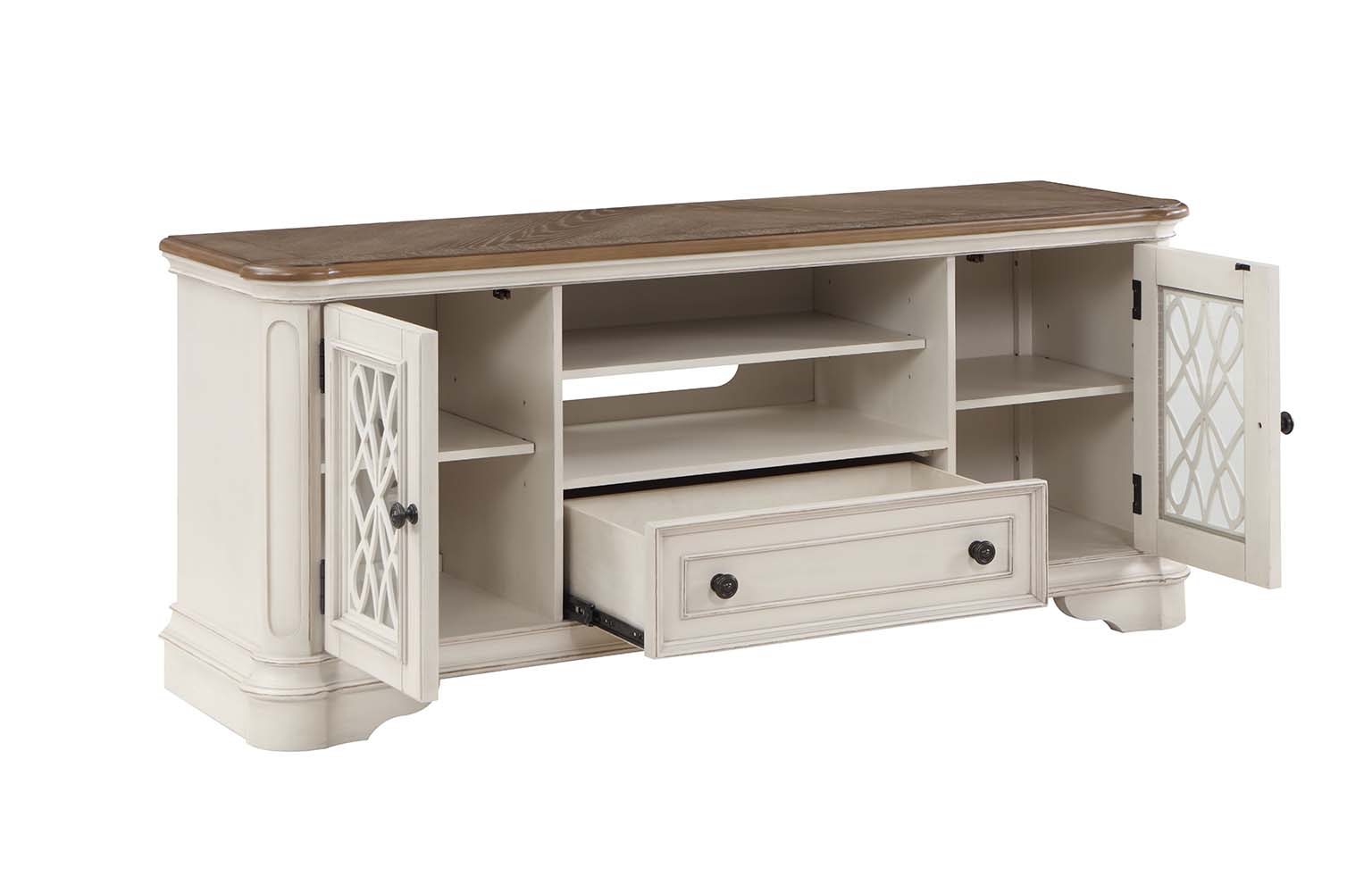 ACME - Florian TV Stand in Oak/Antique White