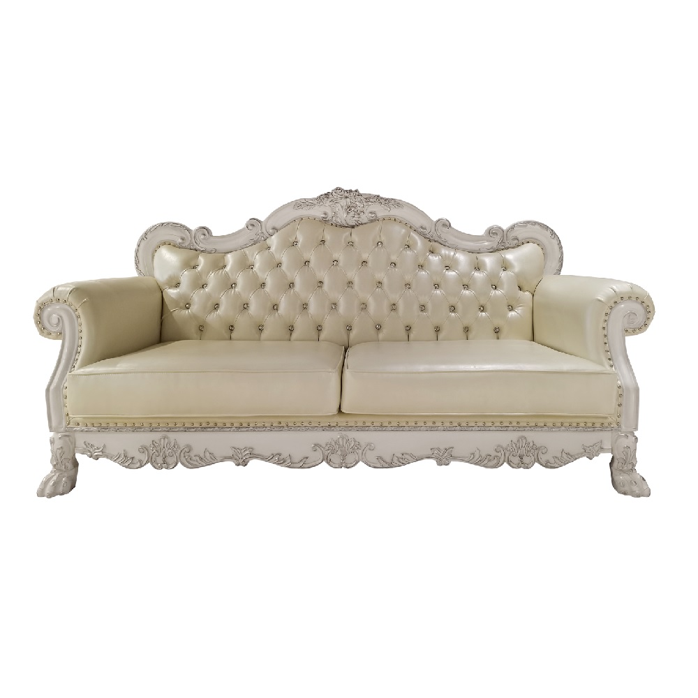 ACME Dresden Sofa with 4 Pillows - Synthetic/Bone White