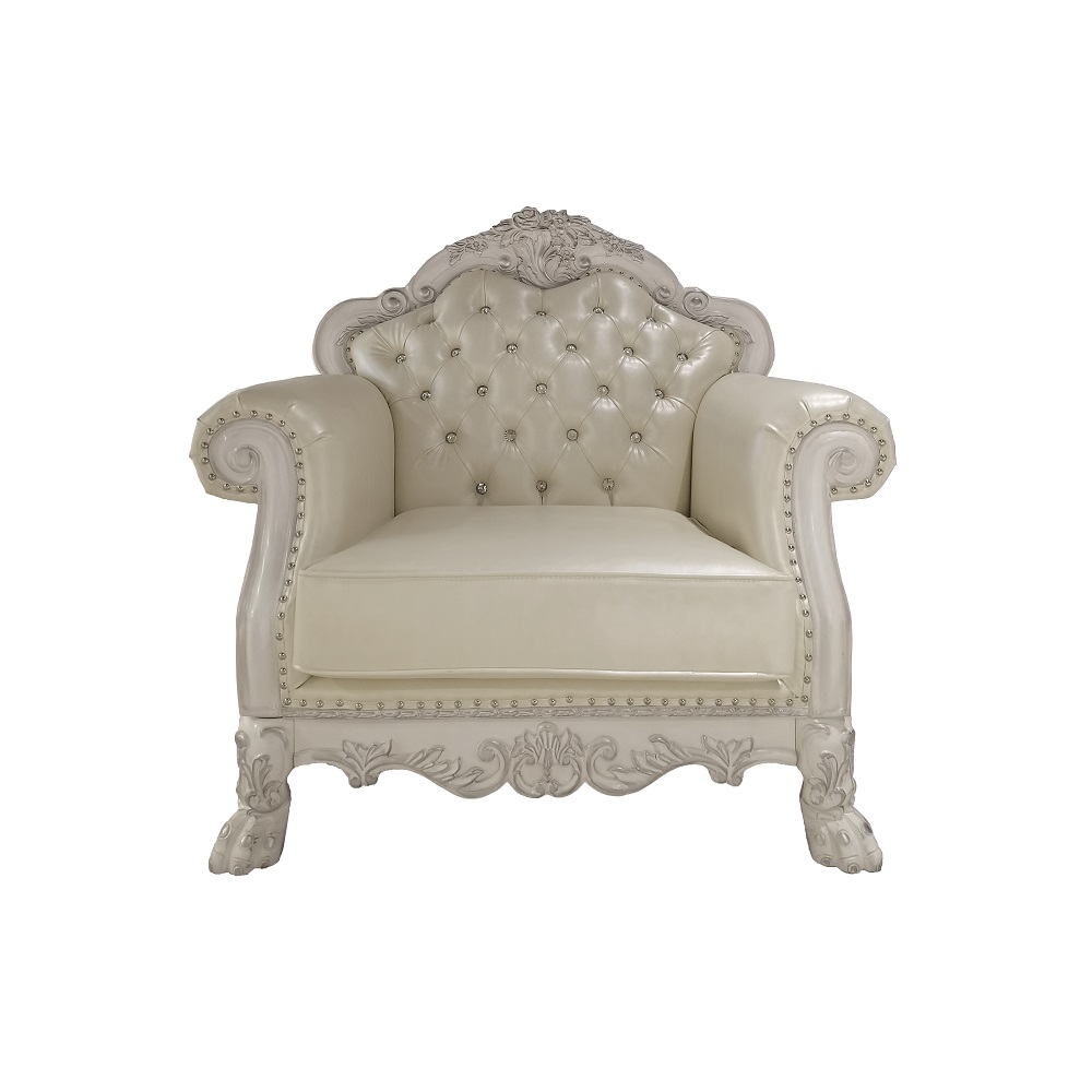 ACME Dresden Chair with 2 Pillows - Synthetic/Bone White