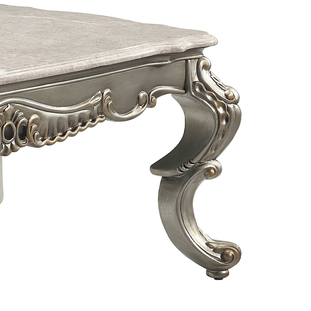 ACME - Miliani Coffee Table with Marble Top in Natural Marble Top/Antique Bronze