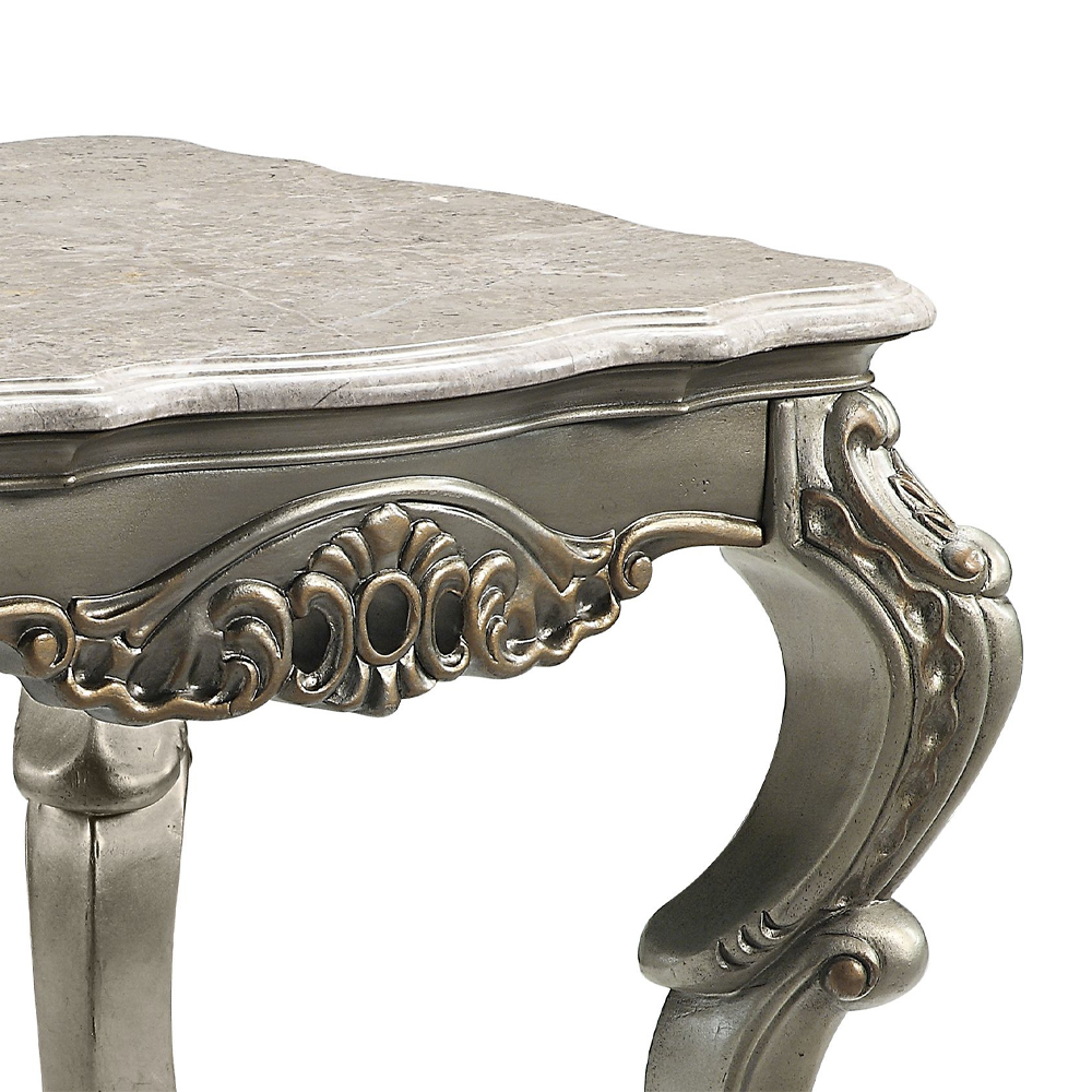 ACME - Miliani End Table with Marble Top in Natural Marble Top/Antique Bronze