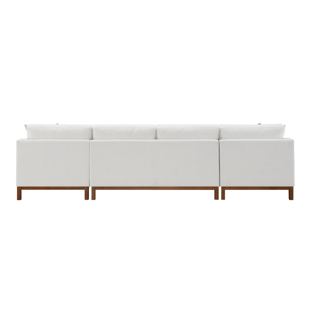 ACME - Valiant Sectional Sofa with 4 Pillows in Ivory Chenille