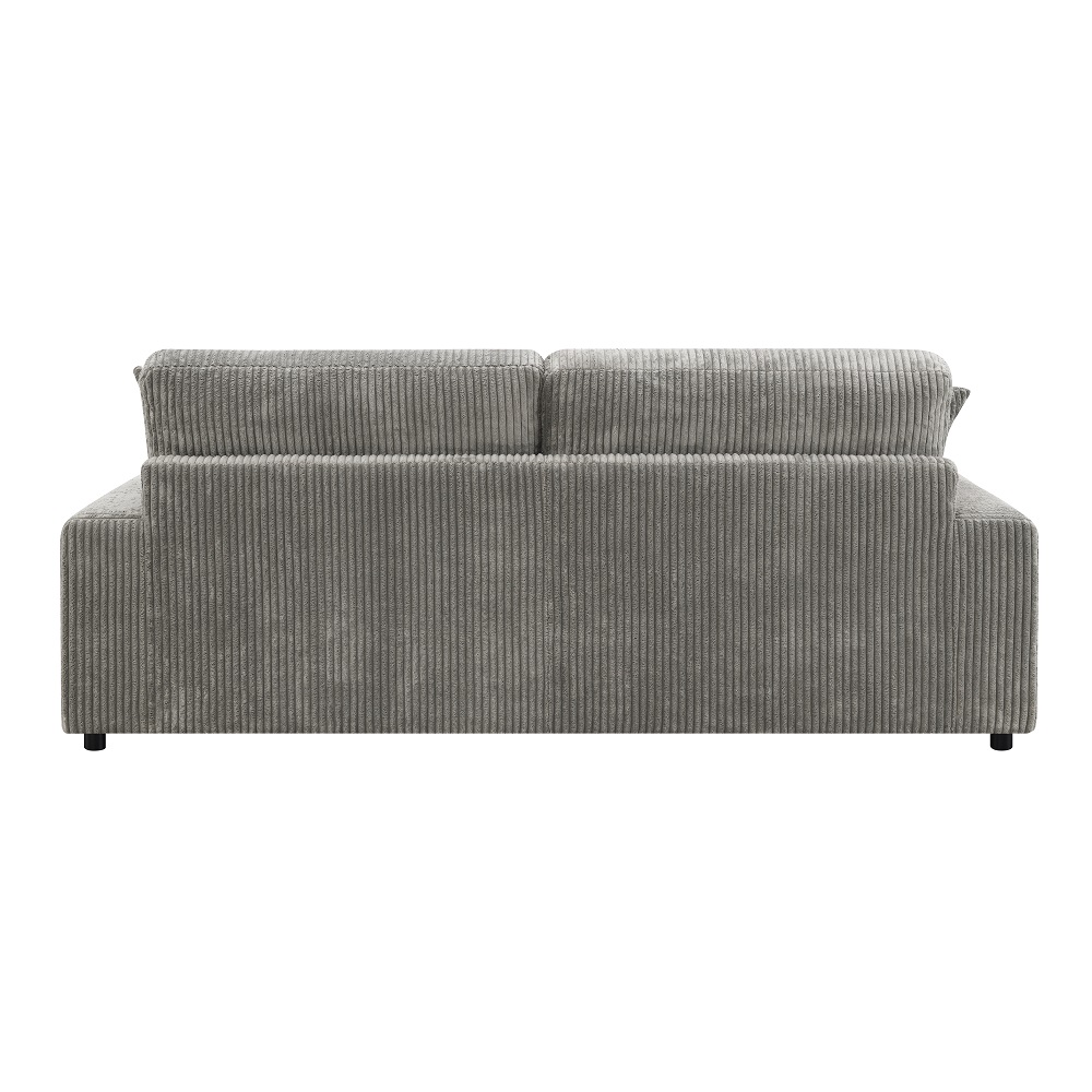 ACME - Tavia Reversible Sectional Sofa with 6 Pillows in Gray Corduroy