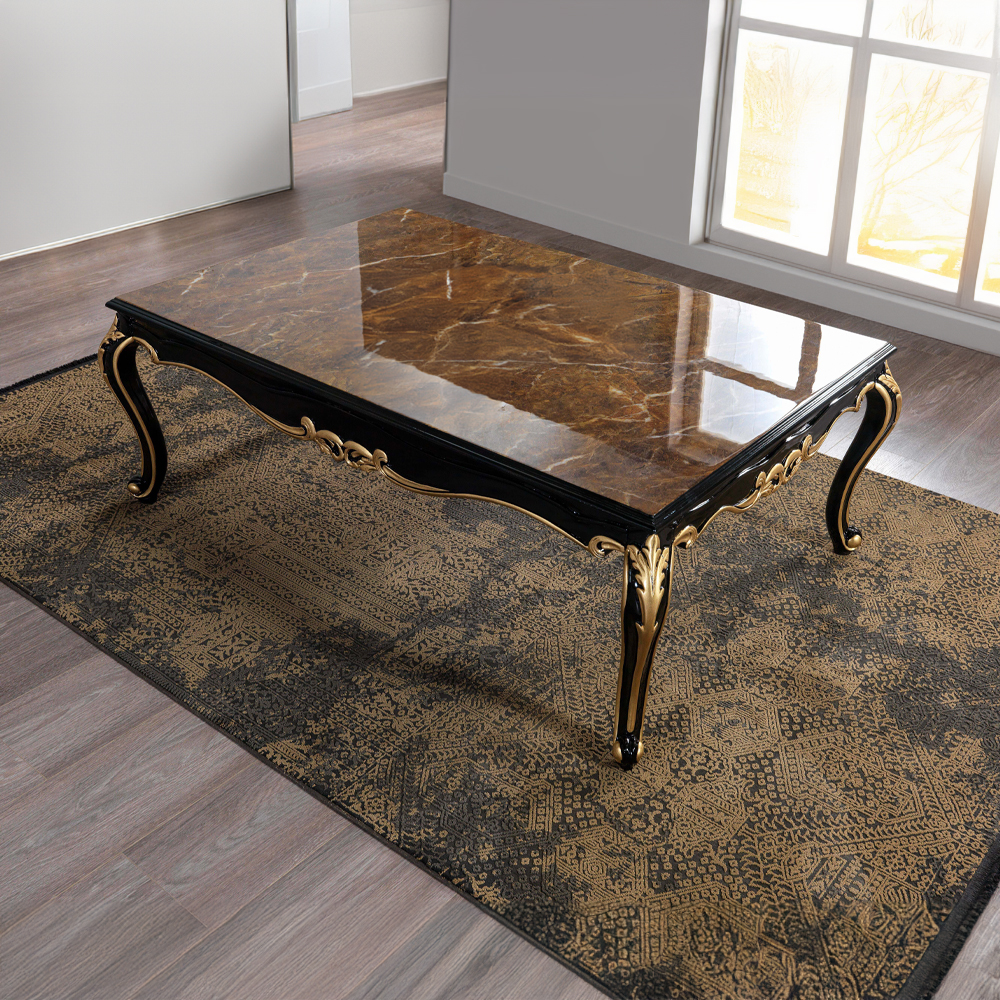 ACME - Betria Coffee Table in Engineered Stone Top/Gold/Black