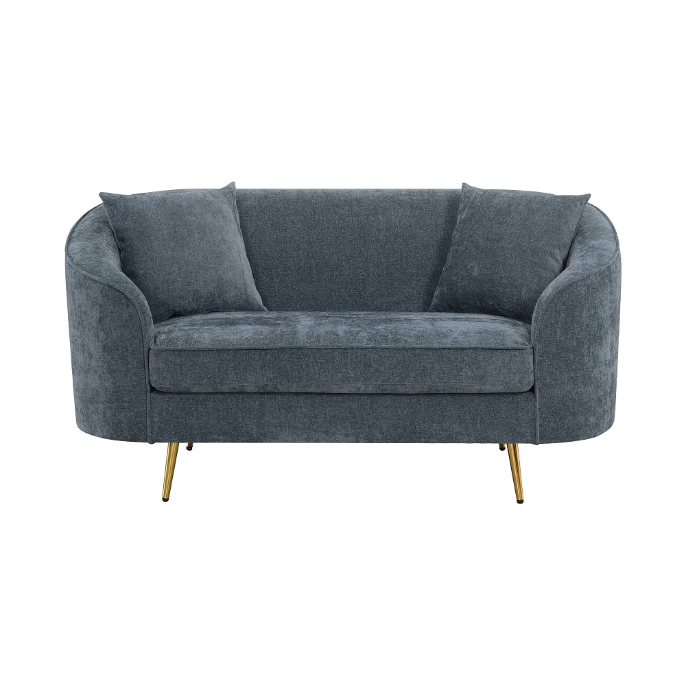 ACME - Nakendra Loveseat with 2 Pillows in Cobalt Blue Chenille